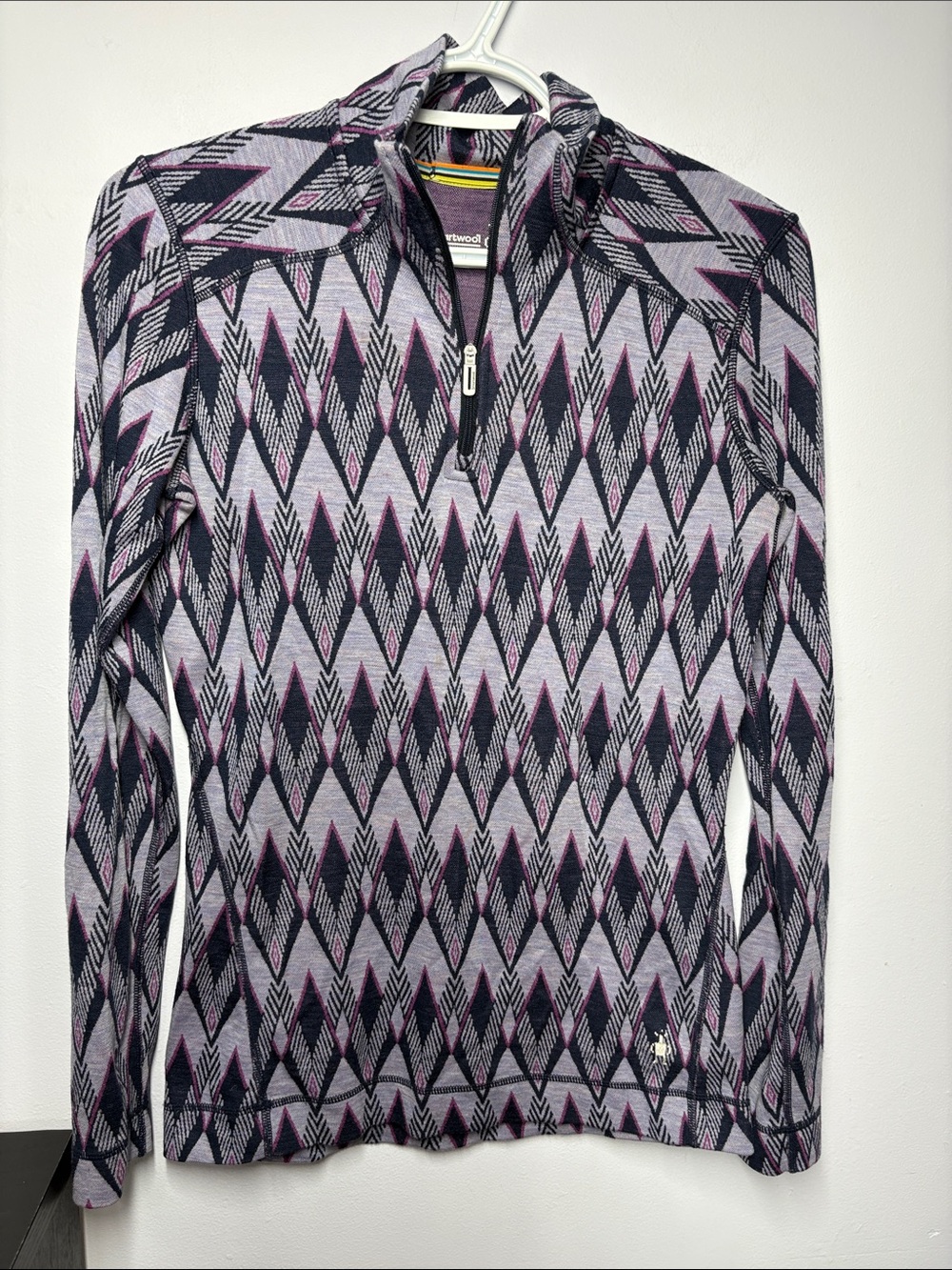 Smartwool Purple & Black Women's Quarter-Zip Pullover with Multicolor Trim